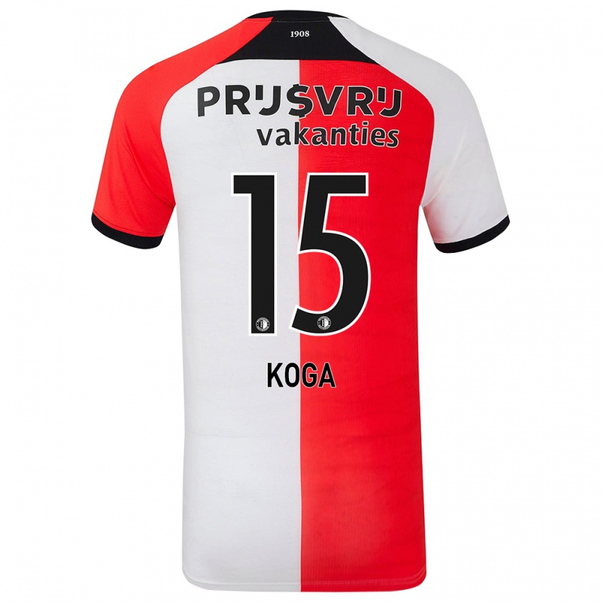 Hombre Camiseta Tōko Koga #15 Rojo Blanco 1ª Equipación 2024/25 La Camisa Chile