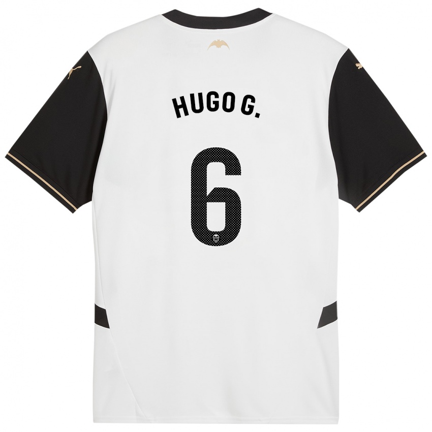 Hombre Camiseta Hugo Guillamon #6 Blanco Negro 1ª Equipación 2024/25 La Camisa Chile