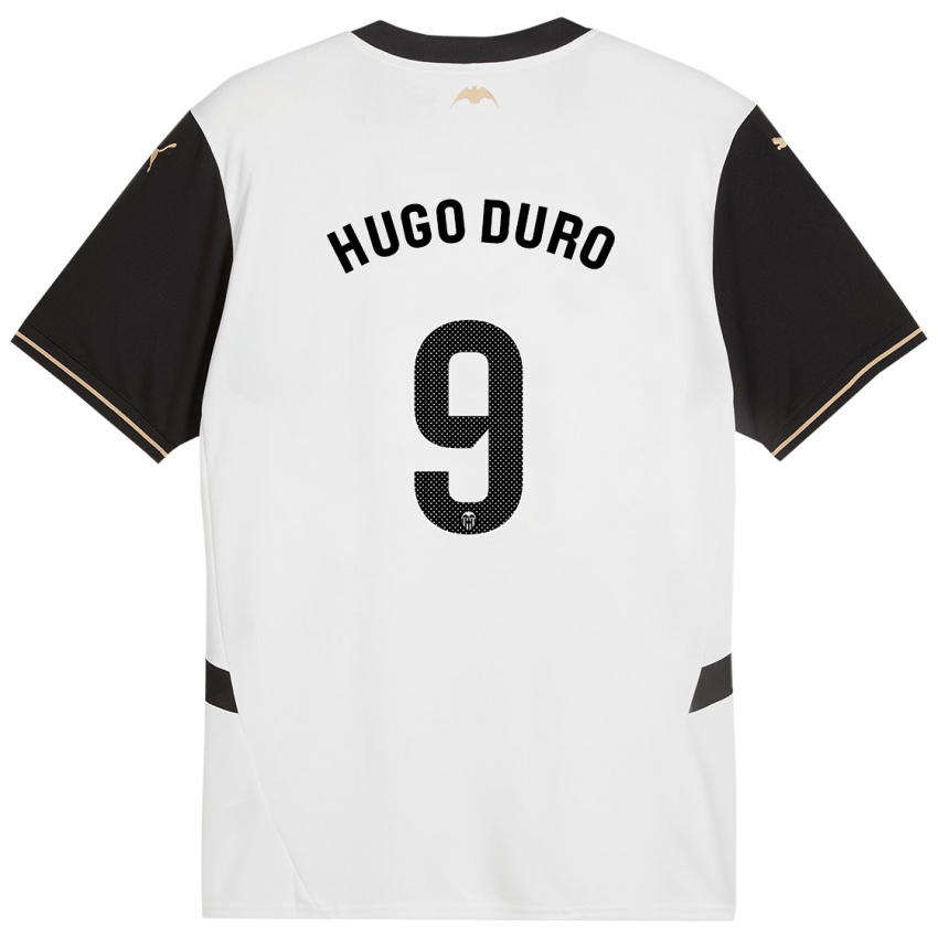 Hombre Camiseta Hugo Duro #9 Blanco Negro 1ª Equipación 2024/25 La Camisa Chile