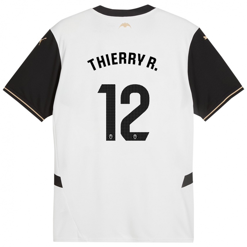 Hombre Camiseta Thierry Correia #12 Blanco Negro 1ª Equipación 2024/25 La Camisa Chile