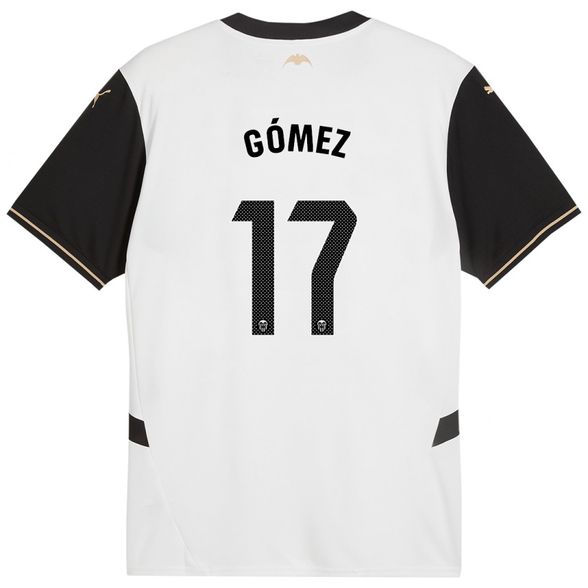 Hombre Camiseta Dani Gómez #17 Blanco Negro 1ª Equipación 2024/25 La Camisa Chile