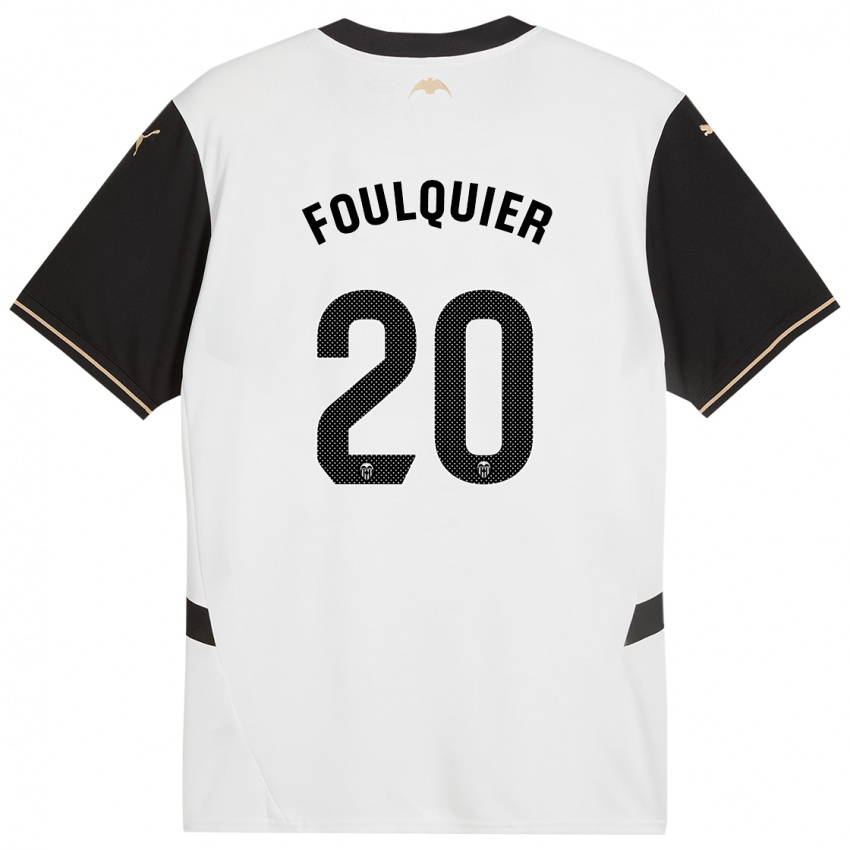 Hombre Camiseta Dimitri Foulquier #20 Blanco Negro 1ª Equipación 2024/25 La Camisa Chile