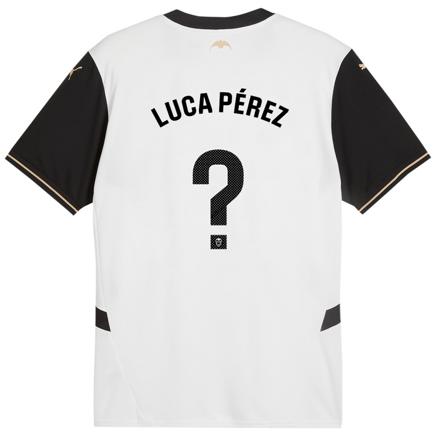 Hombre Camiseta Simón Luca Pérez #0 Blanco Negro 1ª Equipación 2024/25 La Camisa Chile