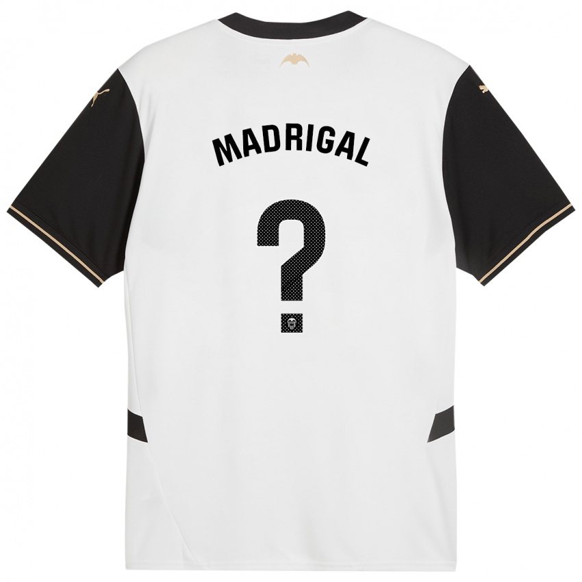 Hombre Camiseta Warren Madrigal #0 Blanco Negro 1ª Equipación 2024/25 La Camisa Chile