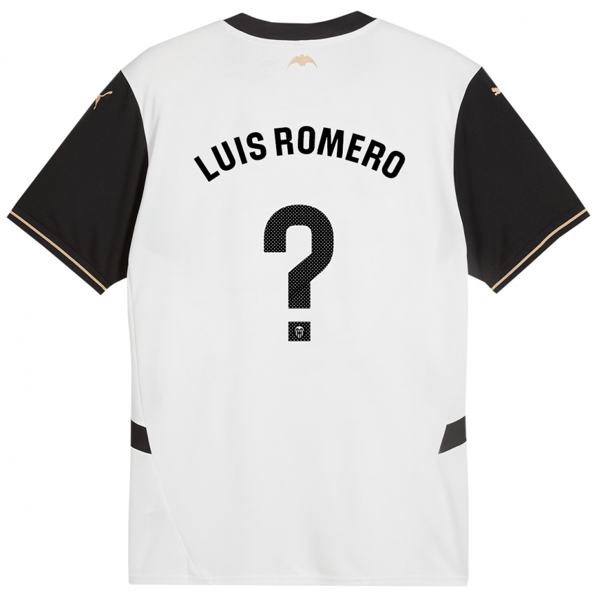 Hombre Camiseta Luis Romero #0 Blanco Negro 1ª Equipación 2024/25 La Camisa Chile