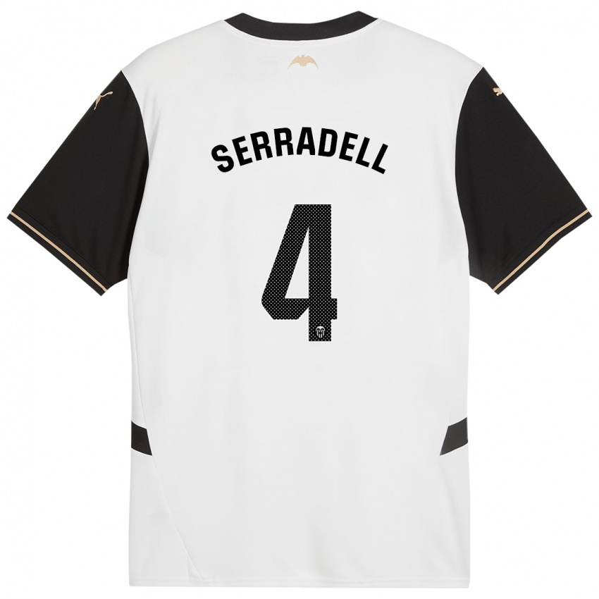 Hombre Camiseta Álex Serradell #4 Blanco Negro 1ª Equipación 2024/25 La Camisa Chile