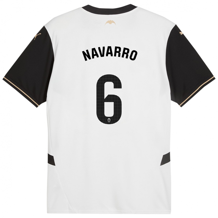 Hombre Camiseta Javi Navarro #6 Blanco Negro 1ª Equipación 2024/25 La Camisa Chile