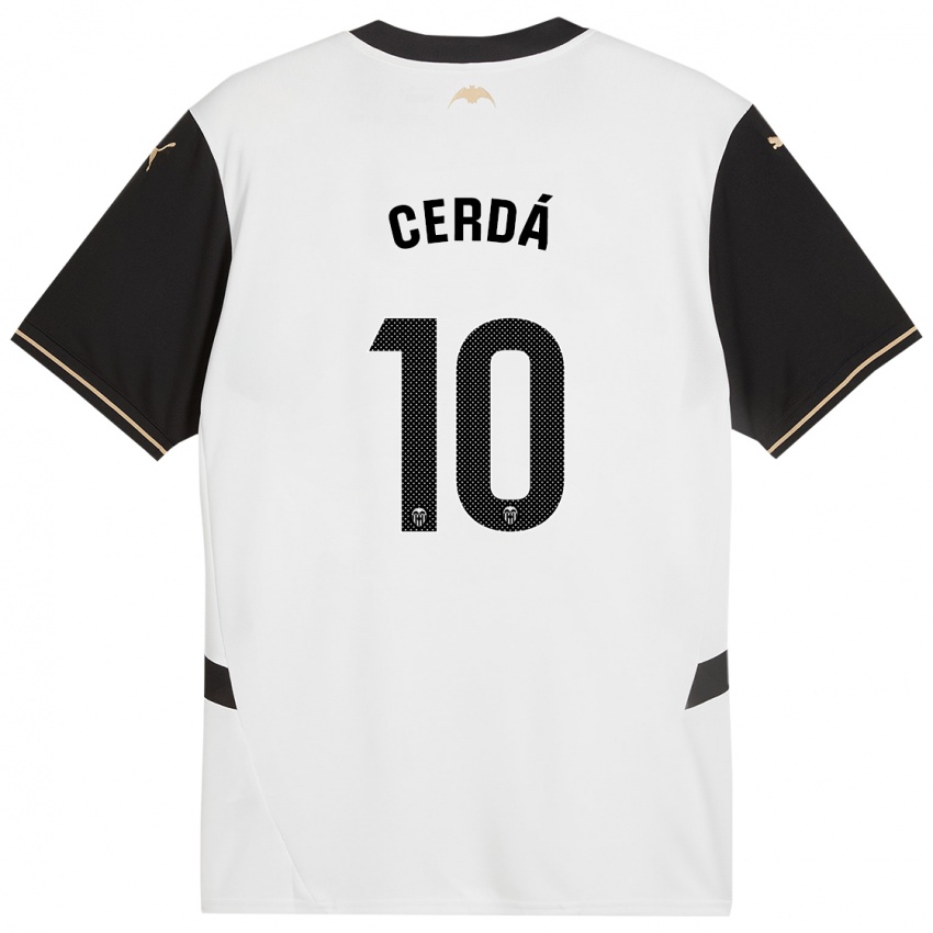 Hombre Camiseta Alex Cerdá #10 Blanco Negro 1ª Equipación 2024/25 La Camisa Chile