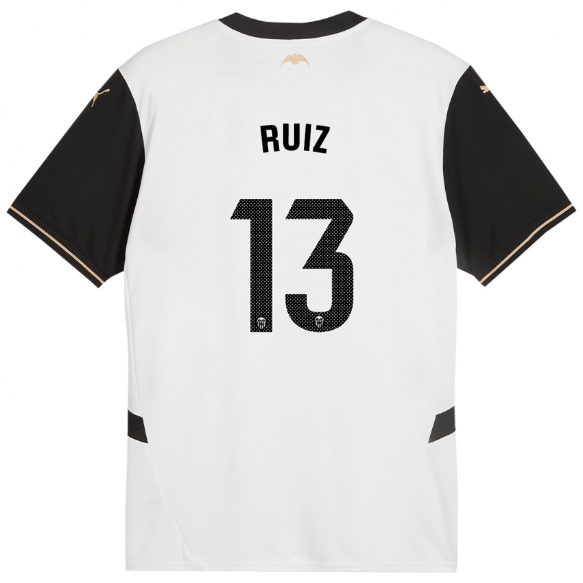 Hombre Camiseta Nil Ruiz #13 Blanco Negro 1ª Equipación 2024/25 La Camisa Chile