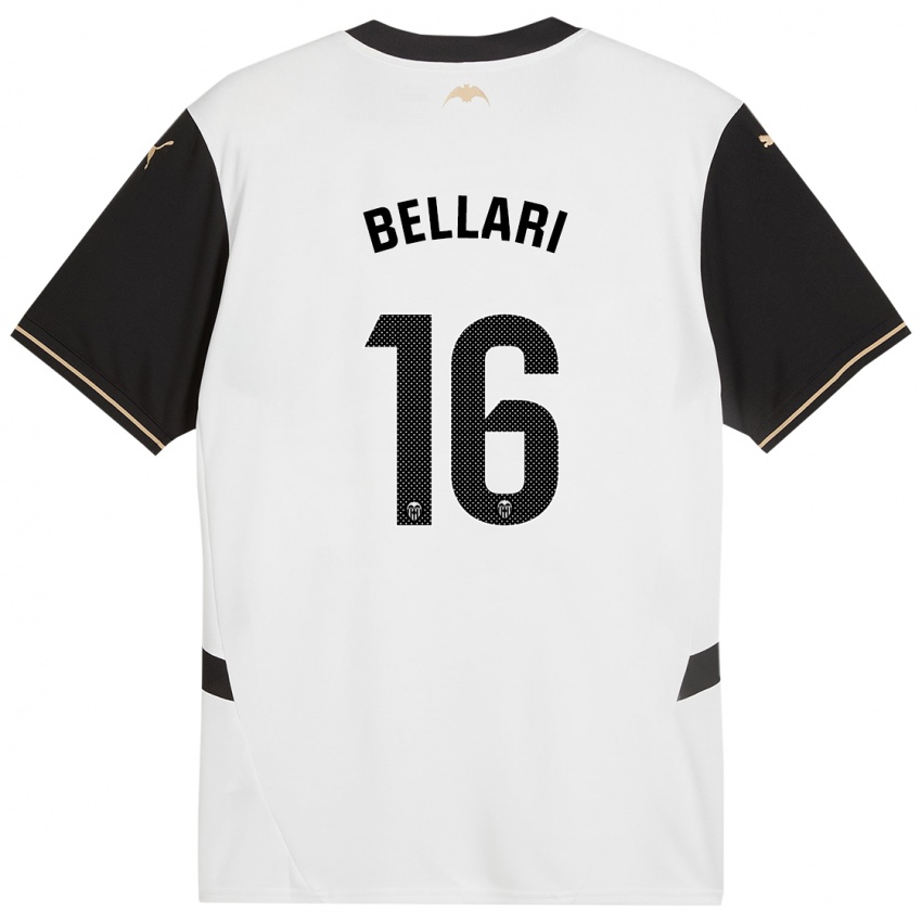 Hombre Camiseta Hamza Bellari #16 Blanco Negro 1ª Equipación 2024/25 La Camisa Chile