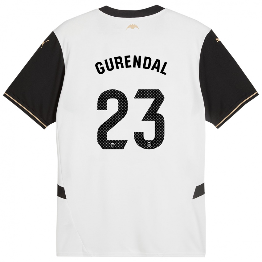 Hombre Camiseta Alexander Gurendal #23 Blanco Negro 1ª Equipación 2024/25 La Camisa Chile