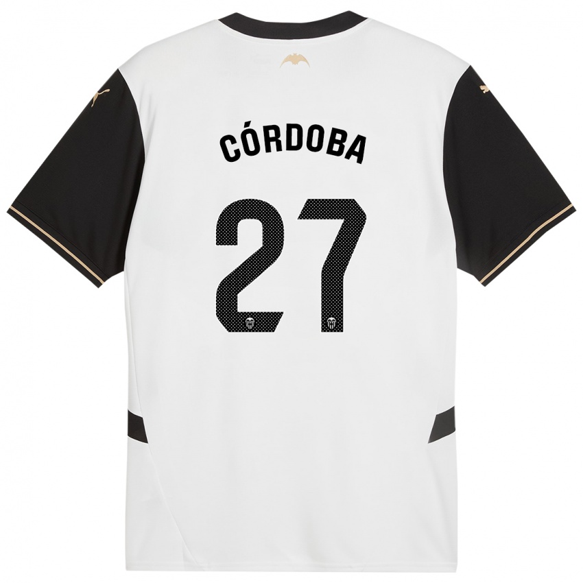 Hombre Camiseta Iker Córdoba #27 Blanco Negro 1ª Equipación 2024/25 La Camisa Chile