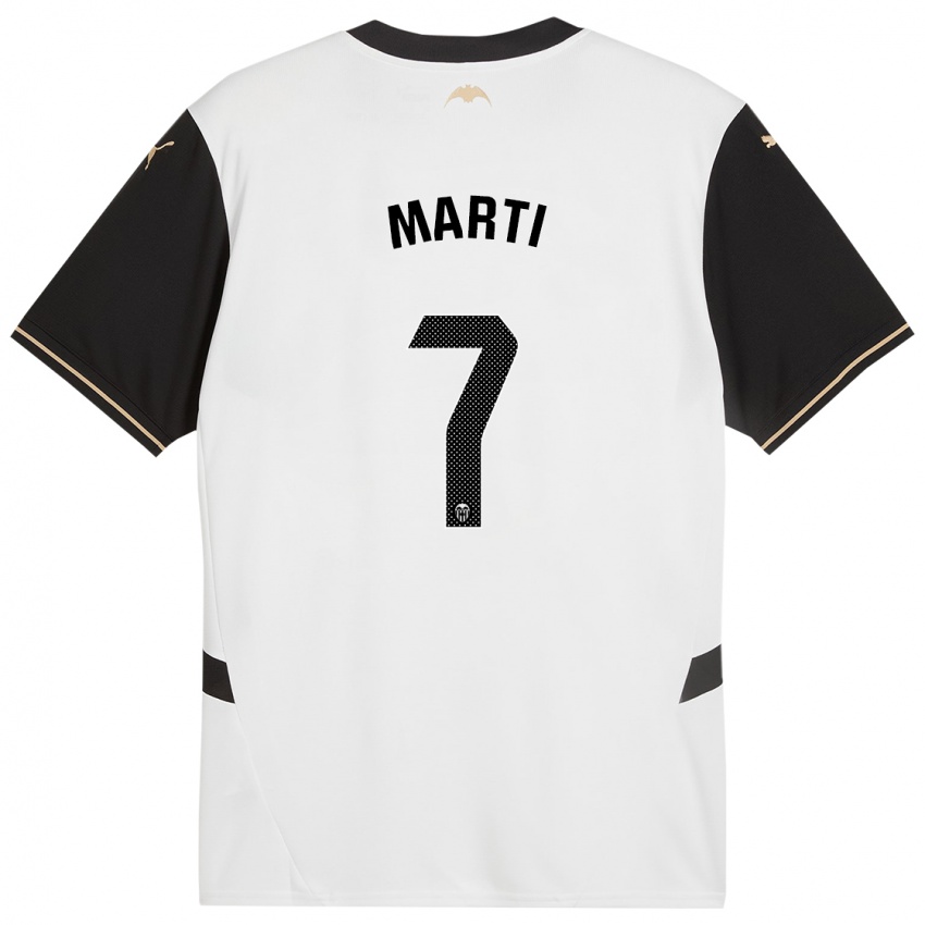 Hombre Camiseta Marina Martí #7 Blanco Negro 1ª Equipación 2024/25 La Camisa Chile