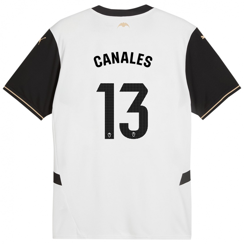 Hombre Camiseta Antonia Canales #13 Blanco Negro 1ª Equipación 2024/25 La Camisa Chile