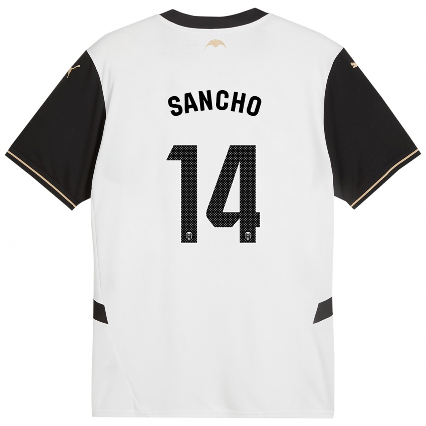 Hombre Camiseta Pauleta Sancho #14 Blanco Negro 1ª Equipación 2024/25 La Camisa Chile