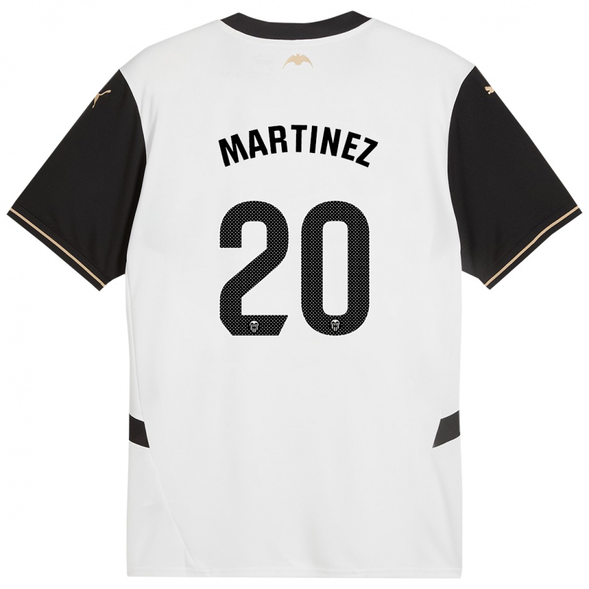 Hombre Camiseta Asun Martínez #20 Blanco Negro 1ª Equipación 2024/25 La Camisa Chile