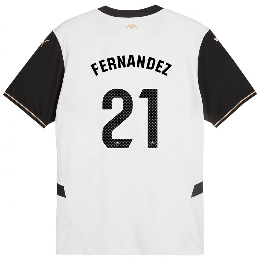 Hombre Camiseta Estela Fernández #21 Blanco Negro 1ª Equipación 2024/25 La Camisa Chile