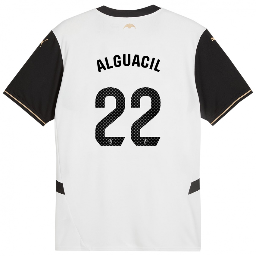 Hombre Camiseta Ainhoa Alguacil #22 Blanco Negro 1ª Equipación 2024/25 La Camisa Chile