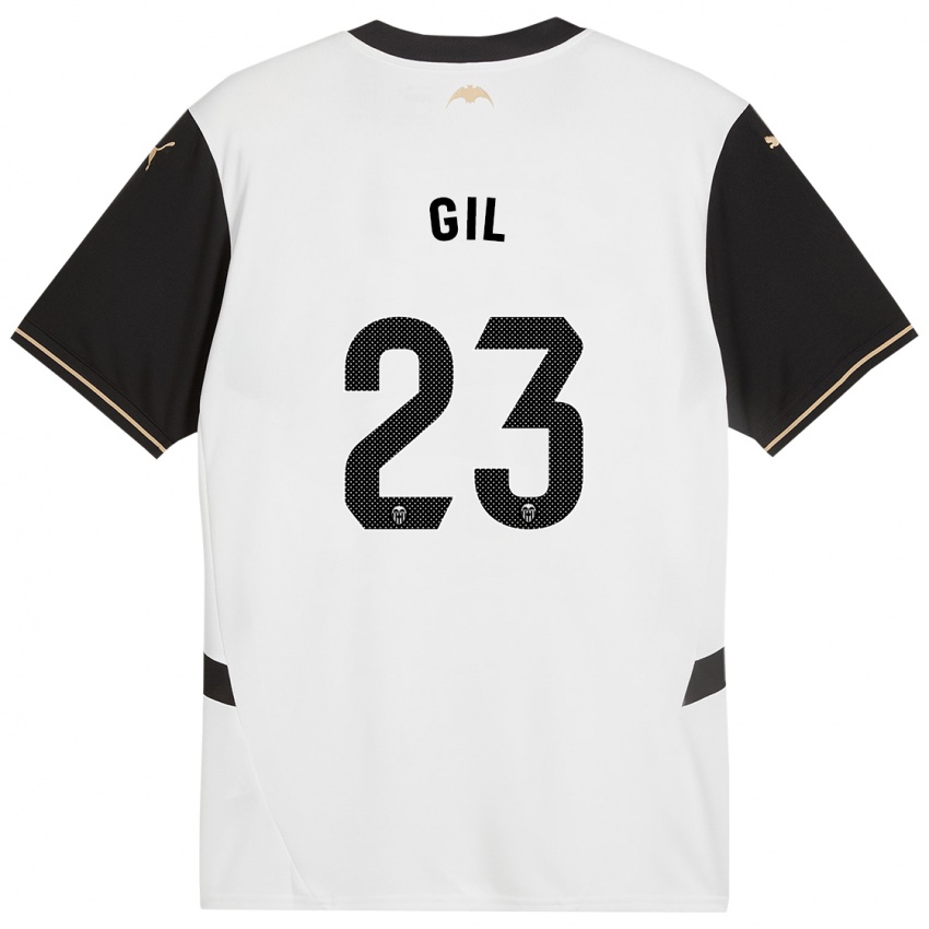 Hombre Camiseta Elena Gil #23 Blanco Negro 1ª Equipación 2024/25 La Camisa Chile