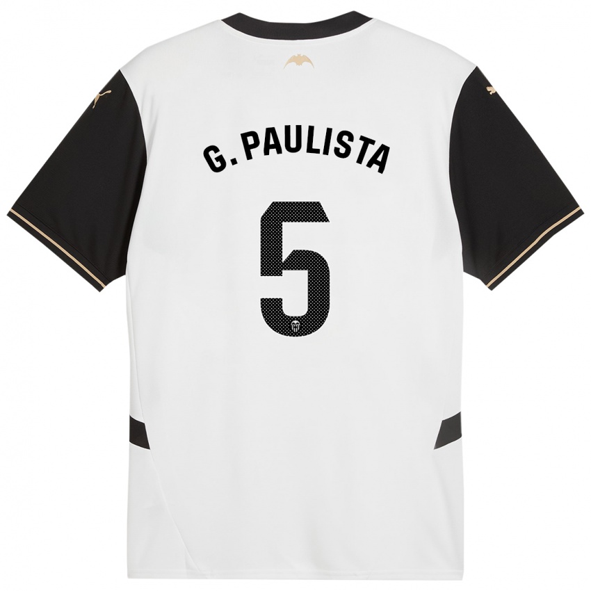 Hombre Camiseta Gabriel Paulista #5 Blanco Negro 1ª Equipación 2024/25 La Camisa Chile