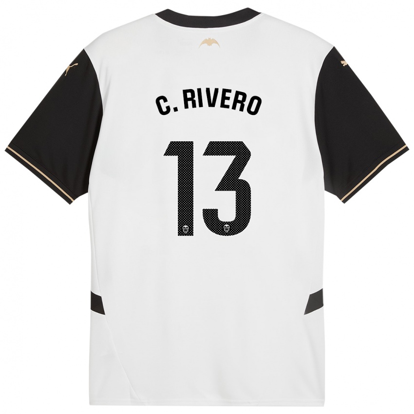 Hombre Camiseta Cristian Rivero #13 Blanco Negro 1ª Equipación 2024/25 La Camisa Chile