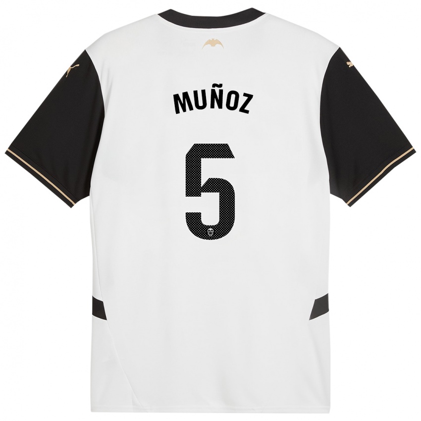 Hombre Camiseta Iván Muñoz #5 Blanco Negro 1ª Equipación 2024/25 La Camisa Chile