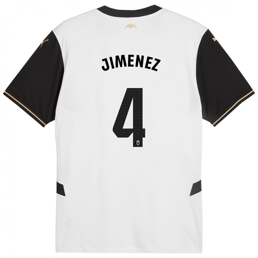 Hombre Camiseta Maria Jimenez #4 Blanco Negro 1ª Equipación 2024/25 La Camisa Chile