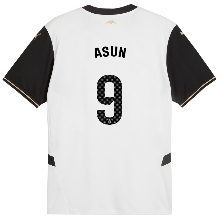 Hombre Camiseta Asun #9 Blanco Negro 1ª Equipación 2024/25 La Camisa Chile