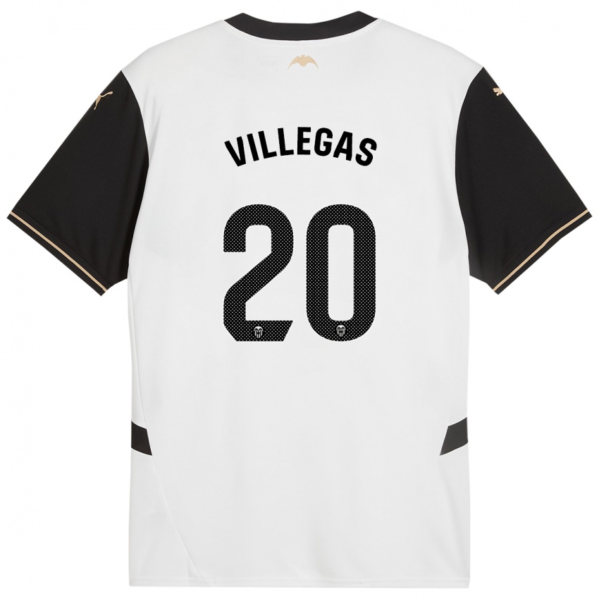 Hombre Camiseta Noelia Villegas #20 Blanco Negro 1ª Equipación 2024/25 La Camisa Chile