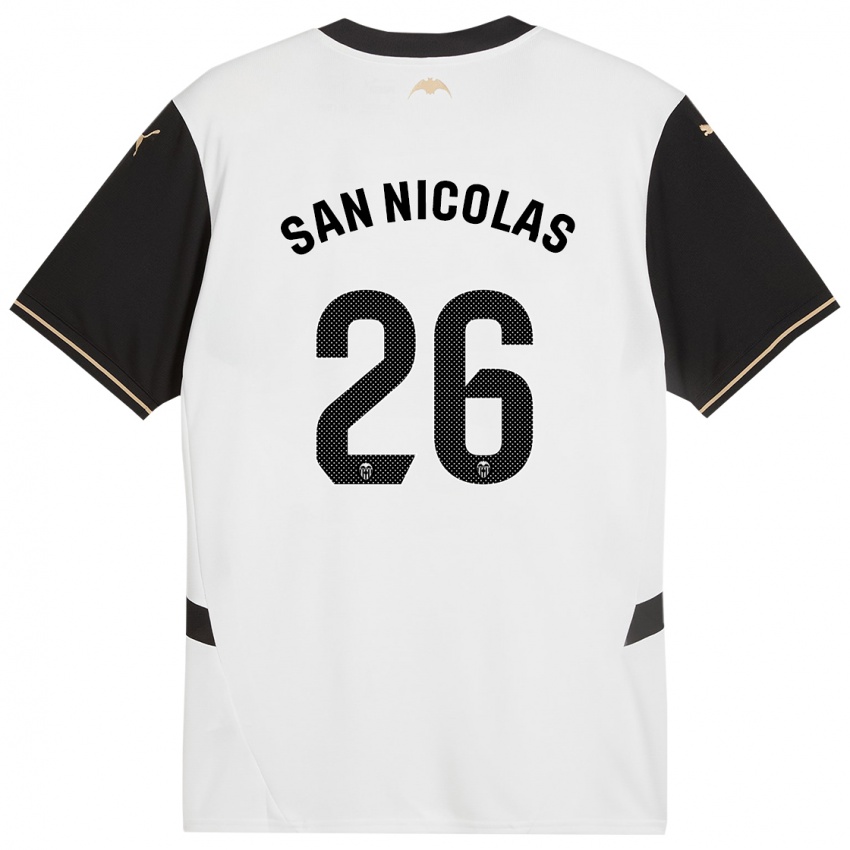 Hombre Camiseta Olga San Nicolas #26 Blanco Negro 1ª Equipación 2024/25 La Camisa Chile