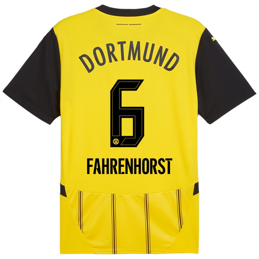 Hombre Camiseta Luke Fahrenhorst #6 Amarillo Negro 1ª Equipación 2024/25 La Camisa Chile