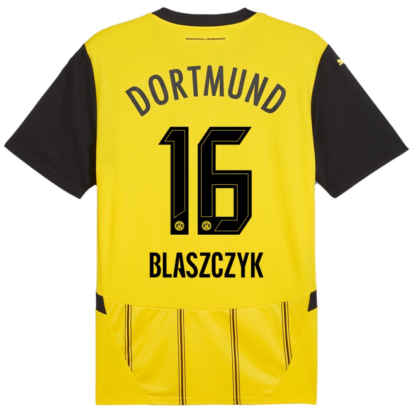 Hombre Camiseta Oliwer Blaszczyk #16 Amarillo Negro 1ª Equipación 2024/25 La Camisa Chile