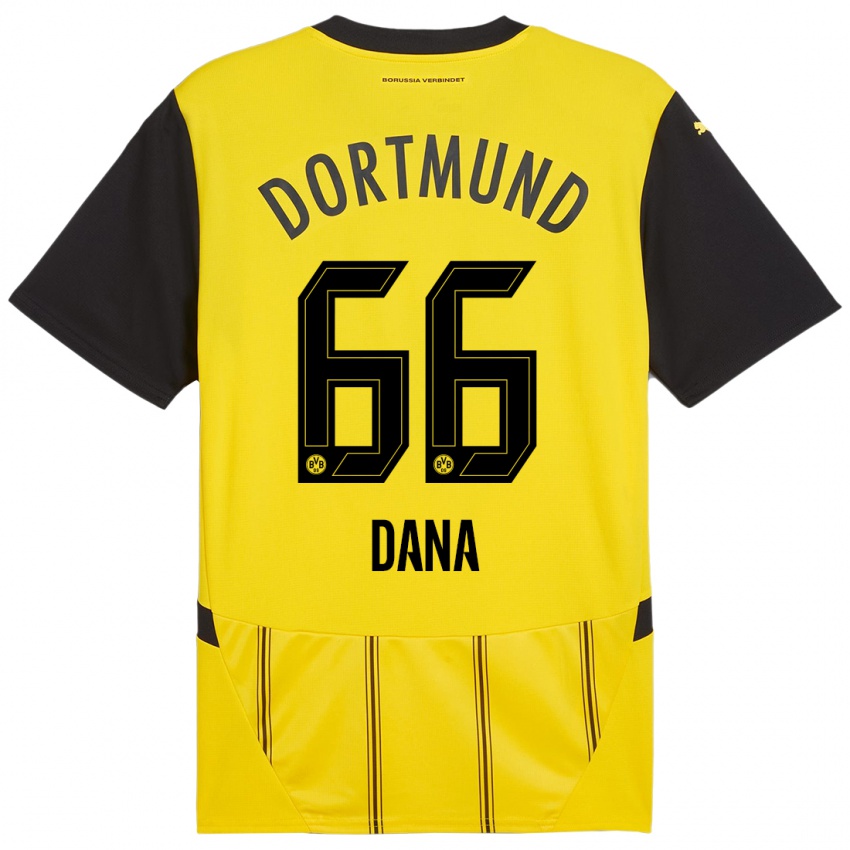 Hombre Camiseta Bleckmann Dana #66 Amarillo Negro 1ª Equipación 2024/25 La Camisa Chile