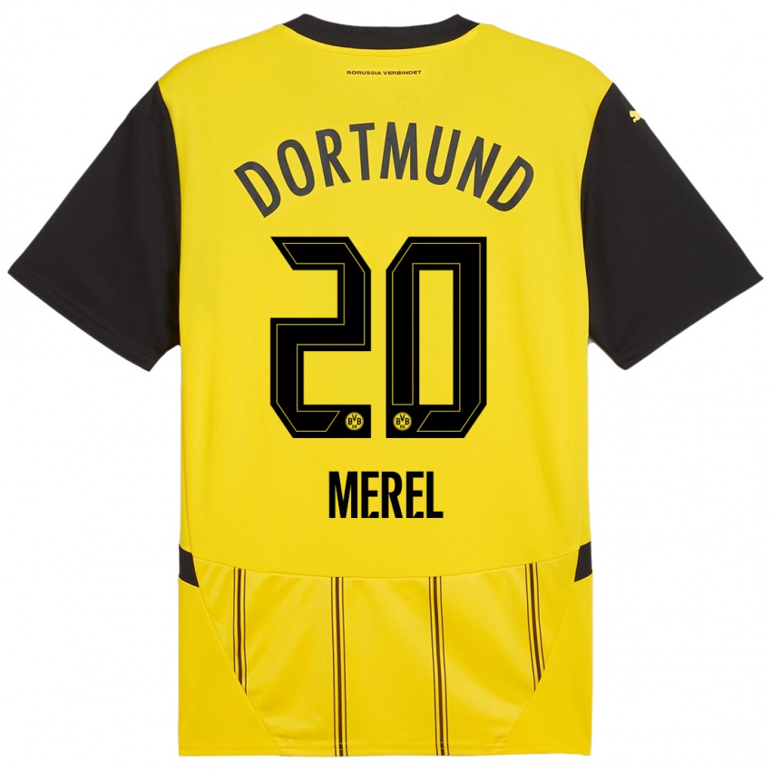 Hombre Camiseta Freriks Merel #20 Amarillo Negro 1ª Equipación 2024/25 La Camisa Chile