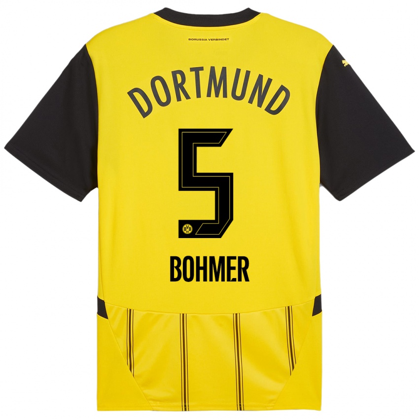 Hombre Camiseta Tim Bohmer #5 Amarillo Negro 1ª Equipación 2024/25 La Camisa Chile