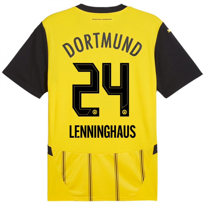 Hombre Camiseta Mika Lenninghaus #24 Amarillo Negro 1ª Equipación 2024/25 La Camisa Chile