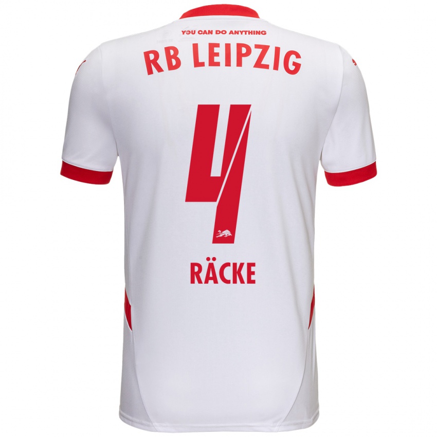 Hombre Camiseta Nina Räcke #4 Blanco Rojo 1ª Equipación 2024/25 La Camisa Chile