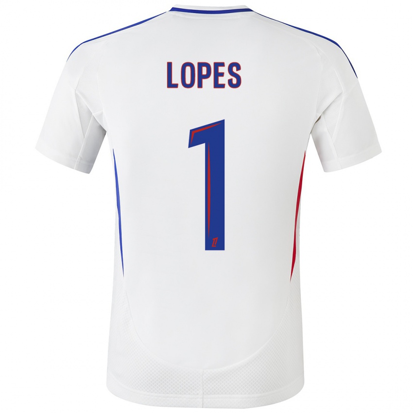 Hombre Camiseta Anthony Lopes #1 Blanco Azul 1ª Equipación 2024/25 La Camisa Chile