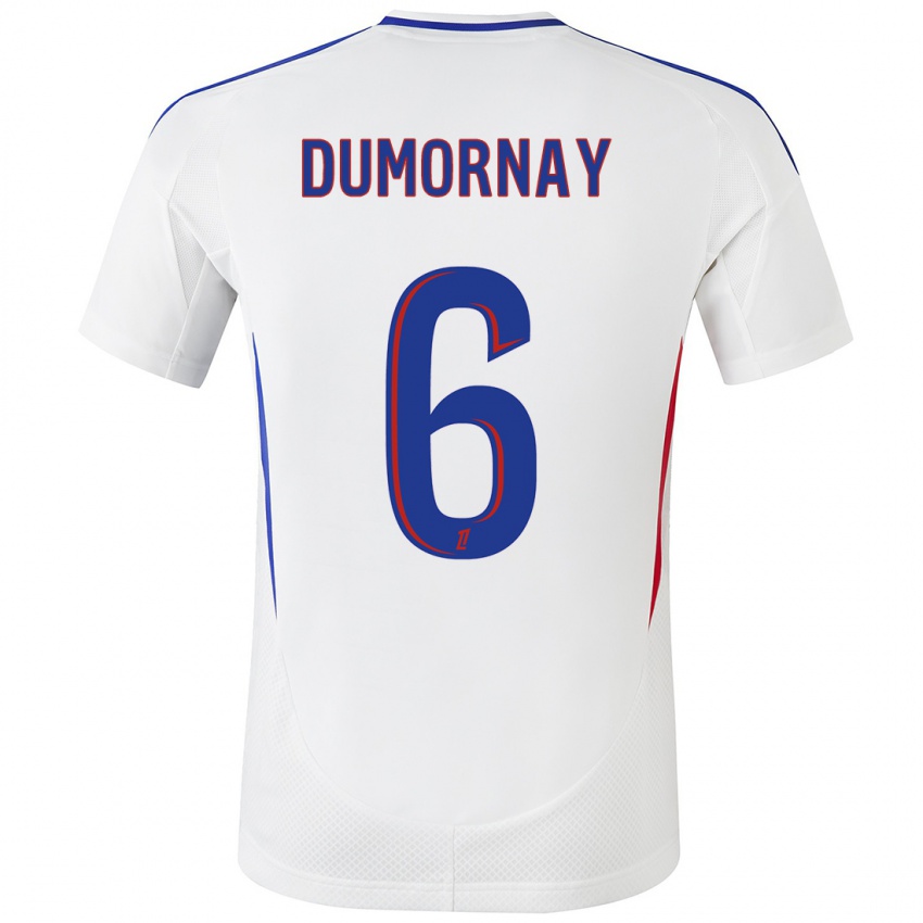 Hombre Camiseta Melchie Dumornay #6 Blanco Azul 1ª Equipación 2024/25 La Camisa Chile