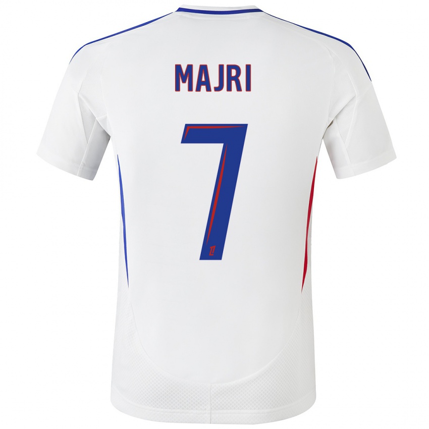 Hombre Camiseta Amel Majri #7 Blanco Azul 1ª Equipación 2024/25 La Camisa Chile