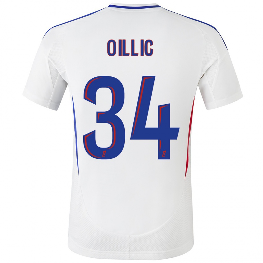 Hombre Camiseta Laureen Oillic #34 Blanco Azul 1ª Equipación 2024/25 La Camisa Chile