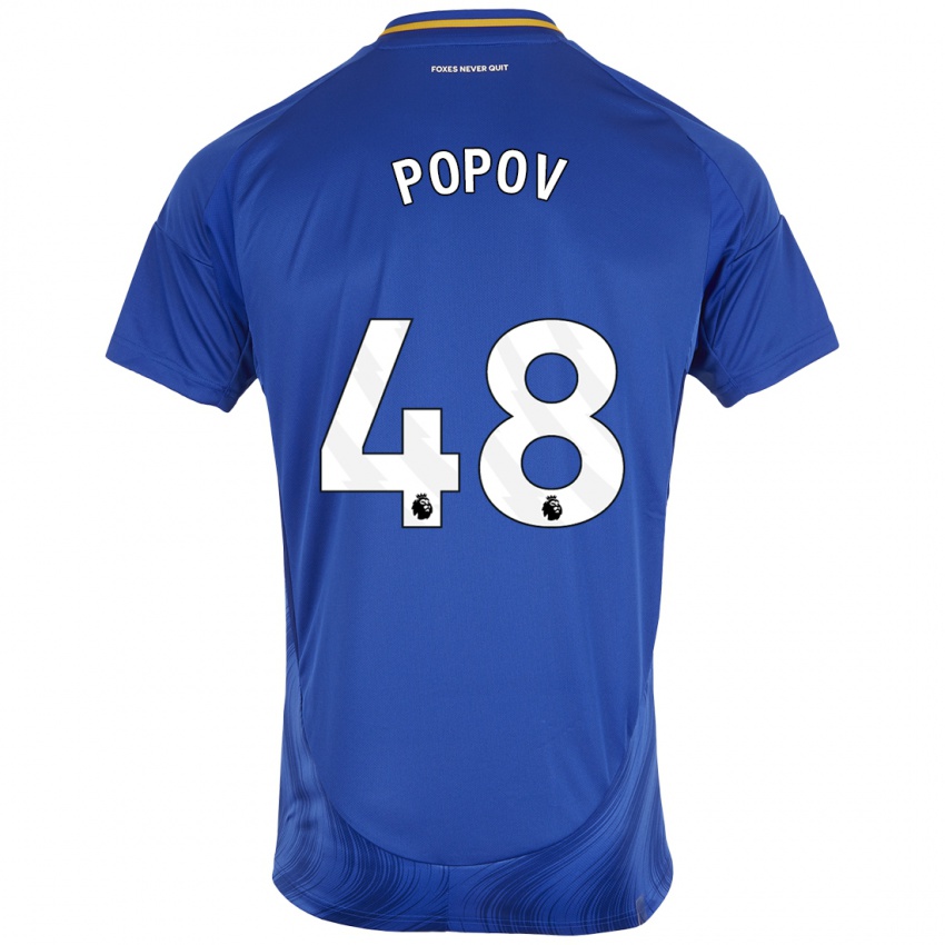 Hombre Camiseta Chris Popov #48 Azul Blanco 1ª Equipación 2024/25 La Camisa Chile