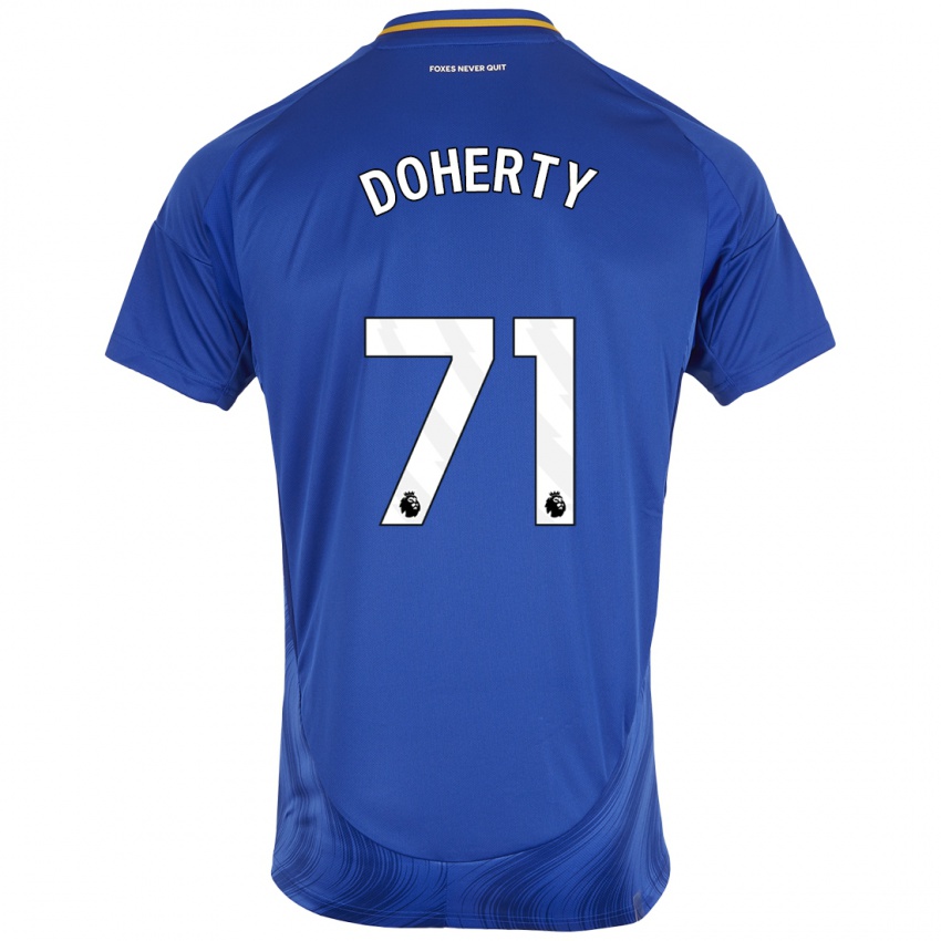 Hombre Camiseta Arlo Doherty #71 Azul Blanco 1ª Equipación 2024/25 La Camisa Chile