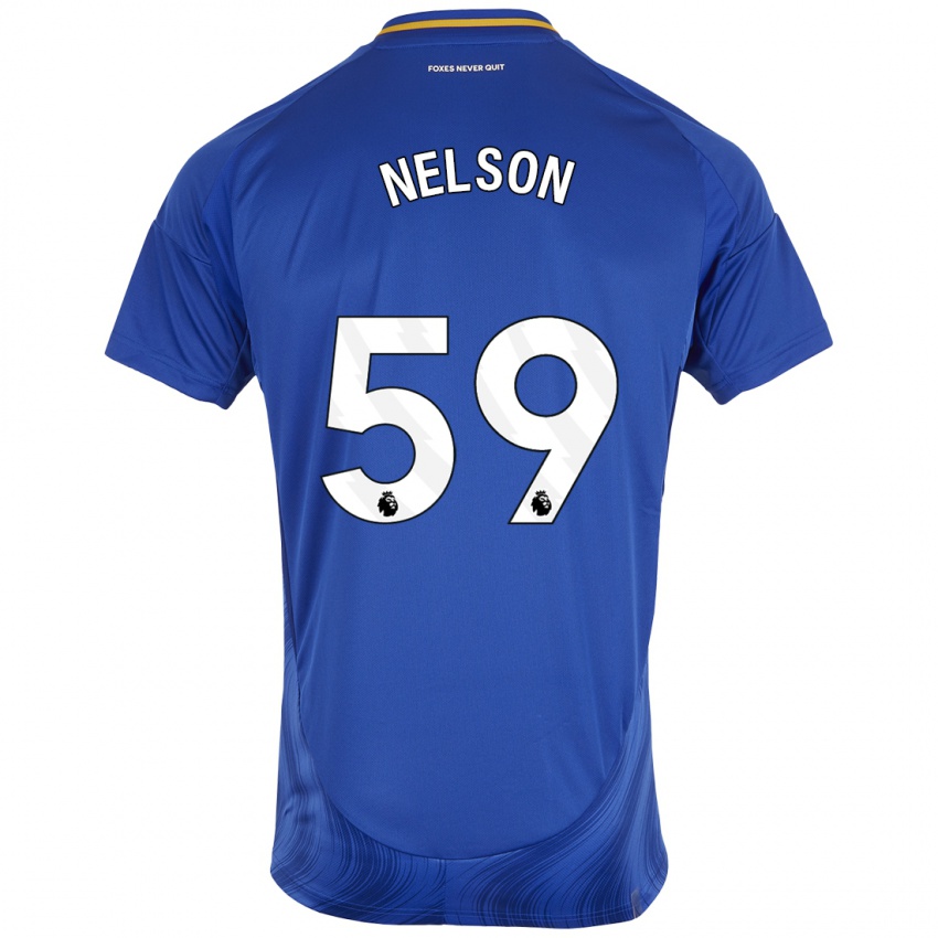 Hombre Camiseta Ronny Nelson #59 Azul Blanco 1ª Equipación 2024/25 La Camisa Chile