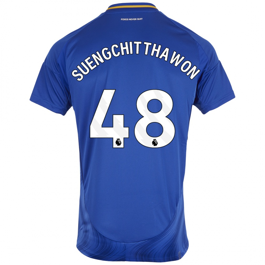 Hombre Camiseta Thanawat Suengchitthawon #48 Azul Blanco 1ª Equipación 2024/25 La Camisa Chile