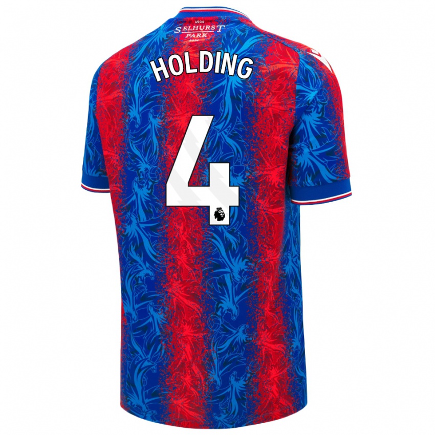 Hombre Camiseta Rob Holding #4 Rayas Rojas Y Azules 1ª Equipación 2024/25 La Camisa Chile