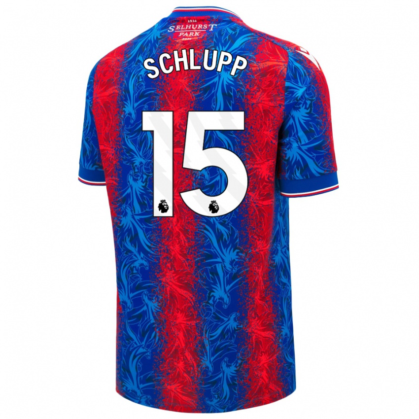 Hombre Camiseta Jeffrey Schlupp #15 Rayas Rojas Y Azules 1ª Equipación 2024/25 La Camisa Chile