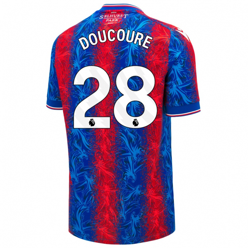 Hombre Camiseta Cheick Doucoure #28 Rayas Rojas Y Azules 1ª Equipación 2024/25 La Camisa Chile