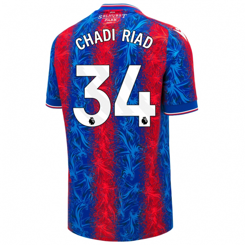 Hombre Camiseta Chadi Riad #34 Rayas Rojas Y Azules 1ª Equipación 2024/25 La Camisa Chile