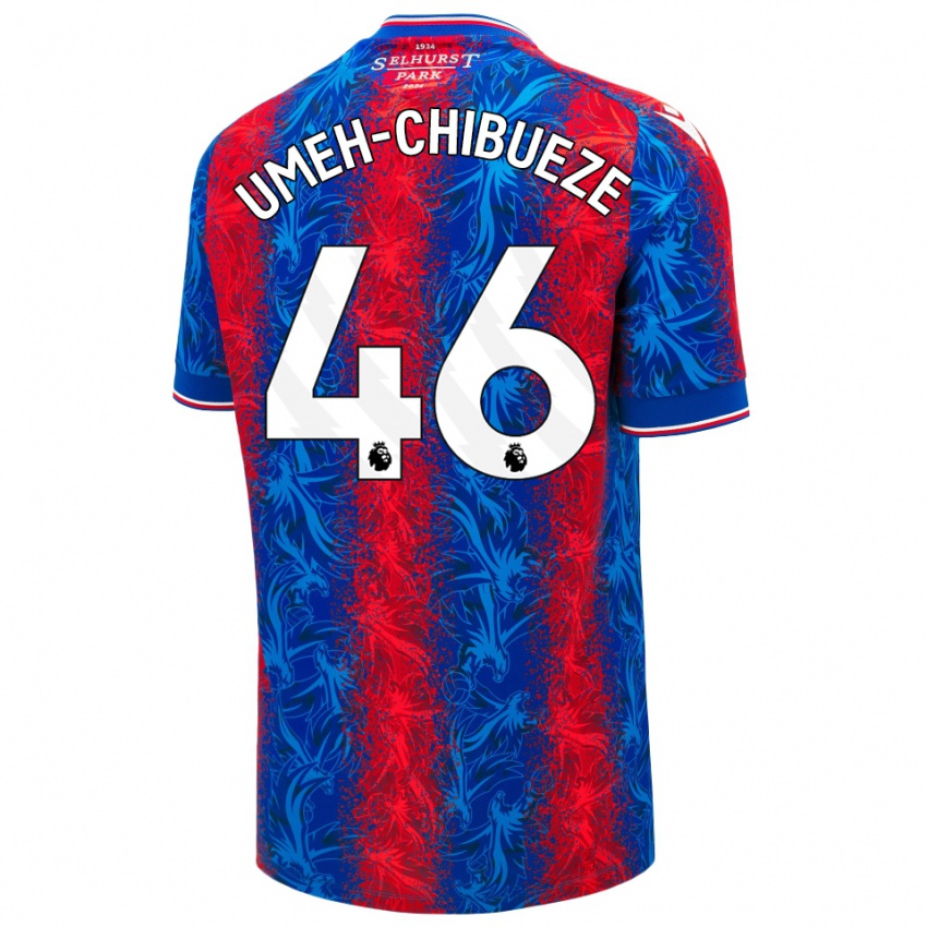 Hombre Camiseta Franco Umeh-Chibueze #46 Rayas Rojas Y Azules 1ª Equipación 2024/25 La Camisa Chile